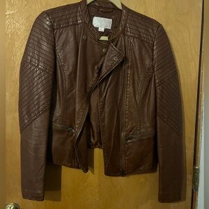 Brown Faux Leather Jacket